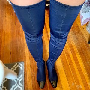 Zara Navy Blue Stretch Over Knee Thigh High 6.5
